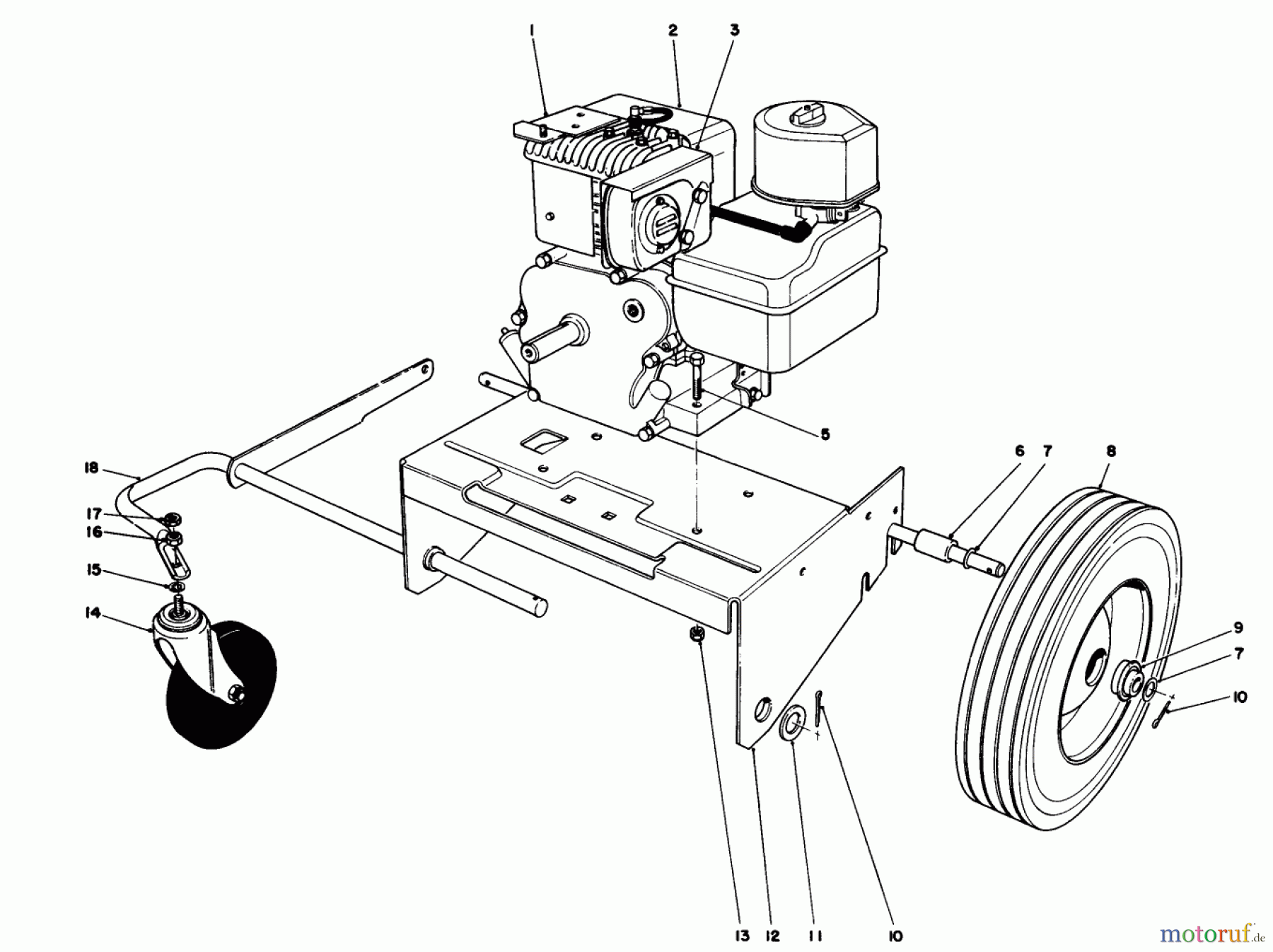  Toro Neu Blowers/Vacuums/Chippers/Shredders 62923 - Toro 5 hp Lawn Vacuum, 1992 (2000001-2999999) ENGINE & BASE ASSEMBLY (MODEL 62912)