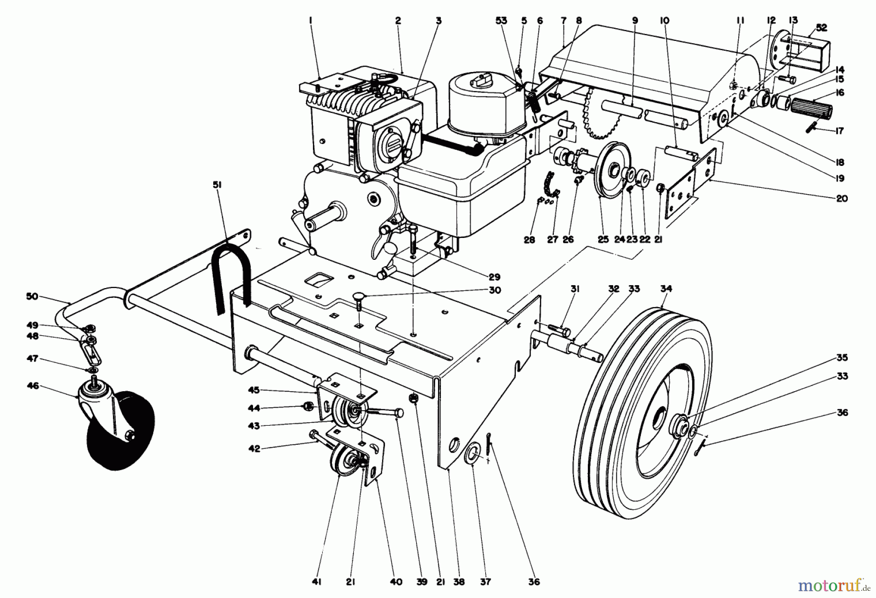  Toro Neu Blowers/Vacuums/Chippers/Shredders 62923 - Toro 5 hp Lawn Vacuum, 1990 (0000001-0999999) ENGINE & BASE ASSEMBLY (MODEL 62923 CONTINUED)