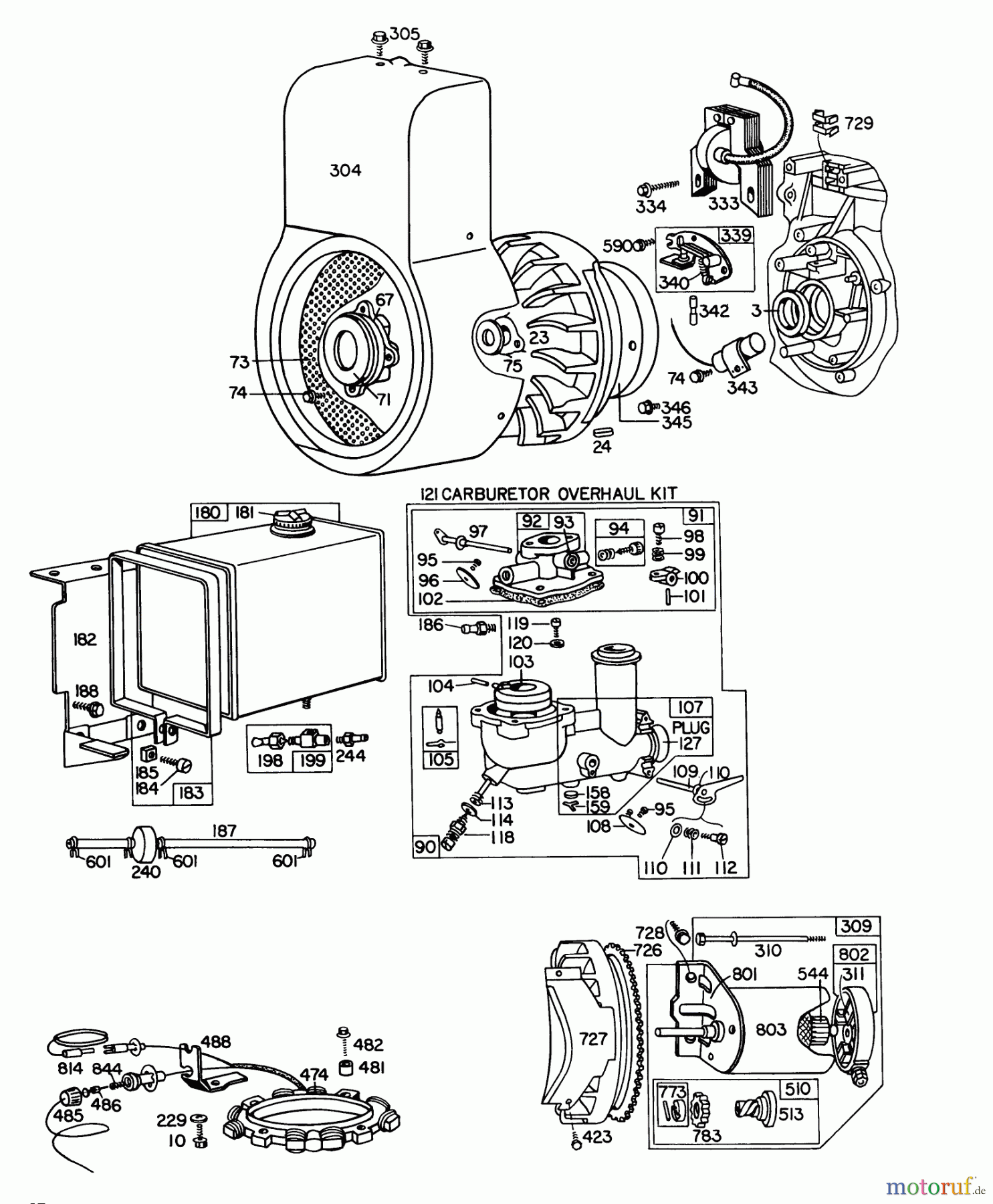  Toro Neu Snow Blowers/Snow Throwers Seite 1 31995 (1032) - Toro 1032 Snowthrower, 1975 (5000001-5999999) ENGINE BRIGGS & STRATTON MODEL NO. 251417 TYPE NO. 0140-01 #2