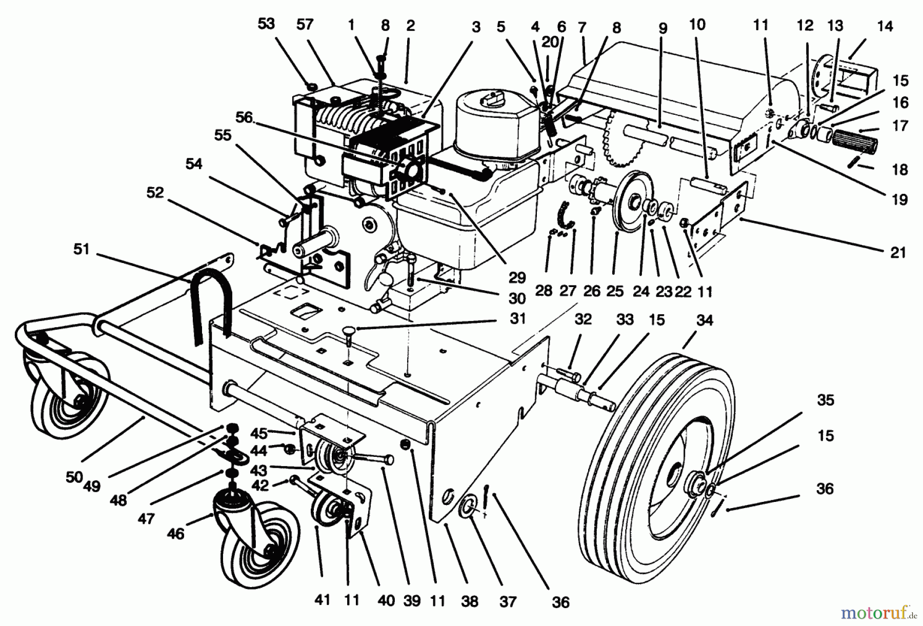  Toro Neu Blowers/Vacuums/Chippers/Shredders 62924 - Toro 5 hp Lawn Vacuum, 1996 (6900001-6999999) ENGINE & BASE ASSEMBLY