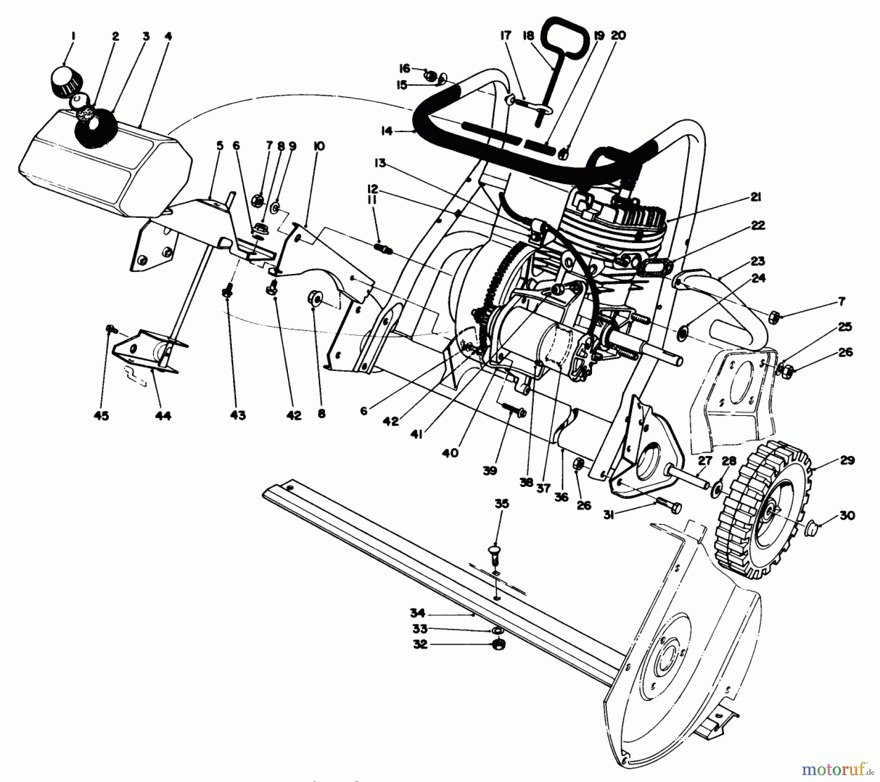  Toro Neu Snow Blowers/Snow Throwers Seite 1 38116 (CR-20R) - Toro CR-20 Snowthrower, 1989 (9000001-9999999) ENGINE ASSEMBLY