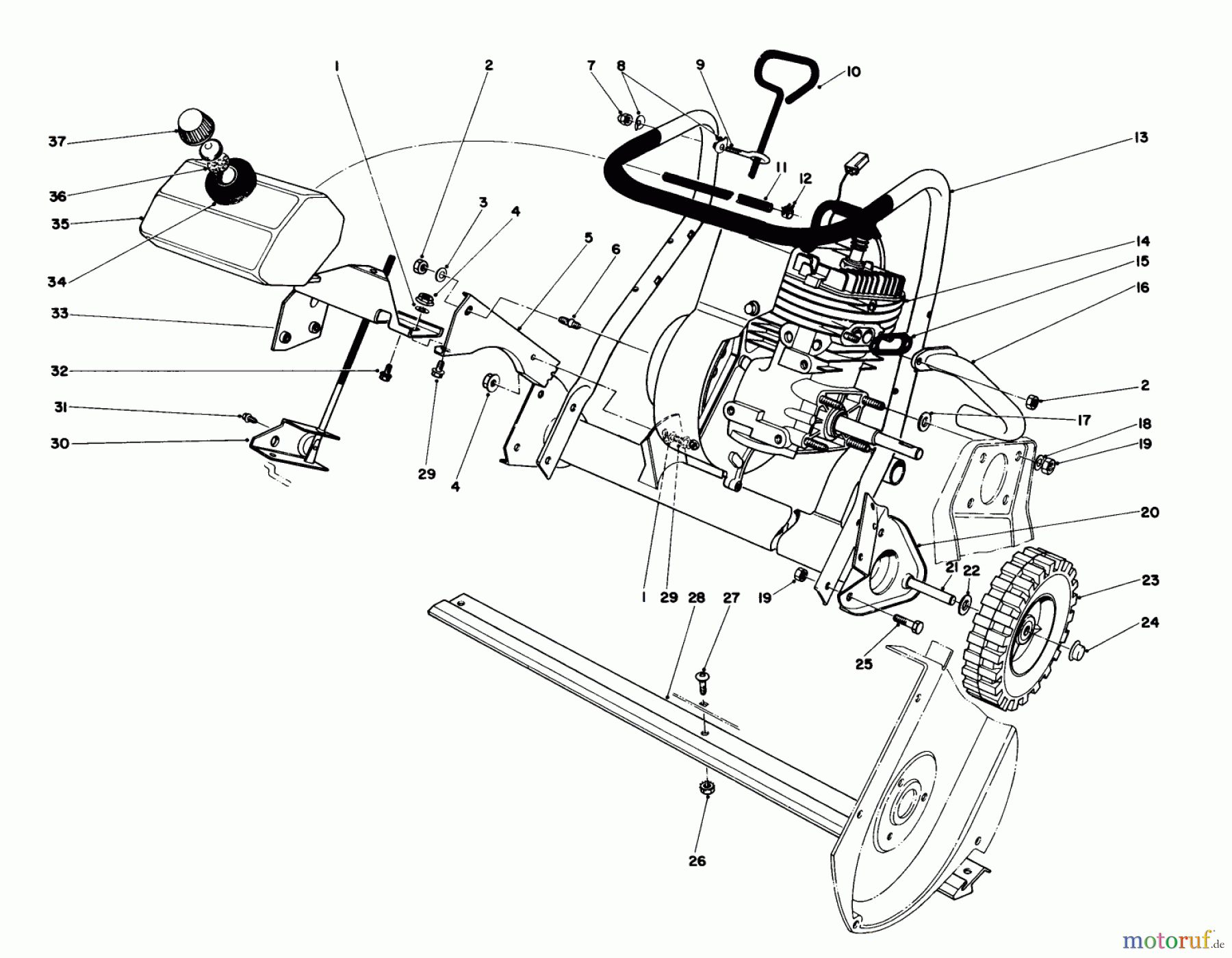  Toro Neu Snow Blowers/Snow Throwers Seite 1 38165 (S-620) - Toro S-620 Snowthrower, 1985 (5000001-5010000) ENGINE ASSEMBLY