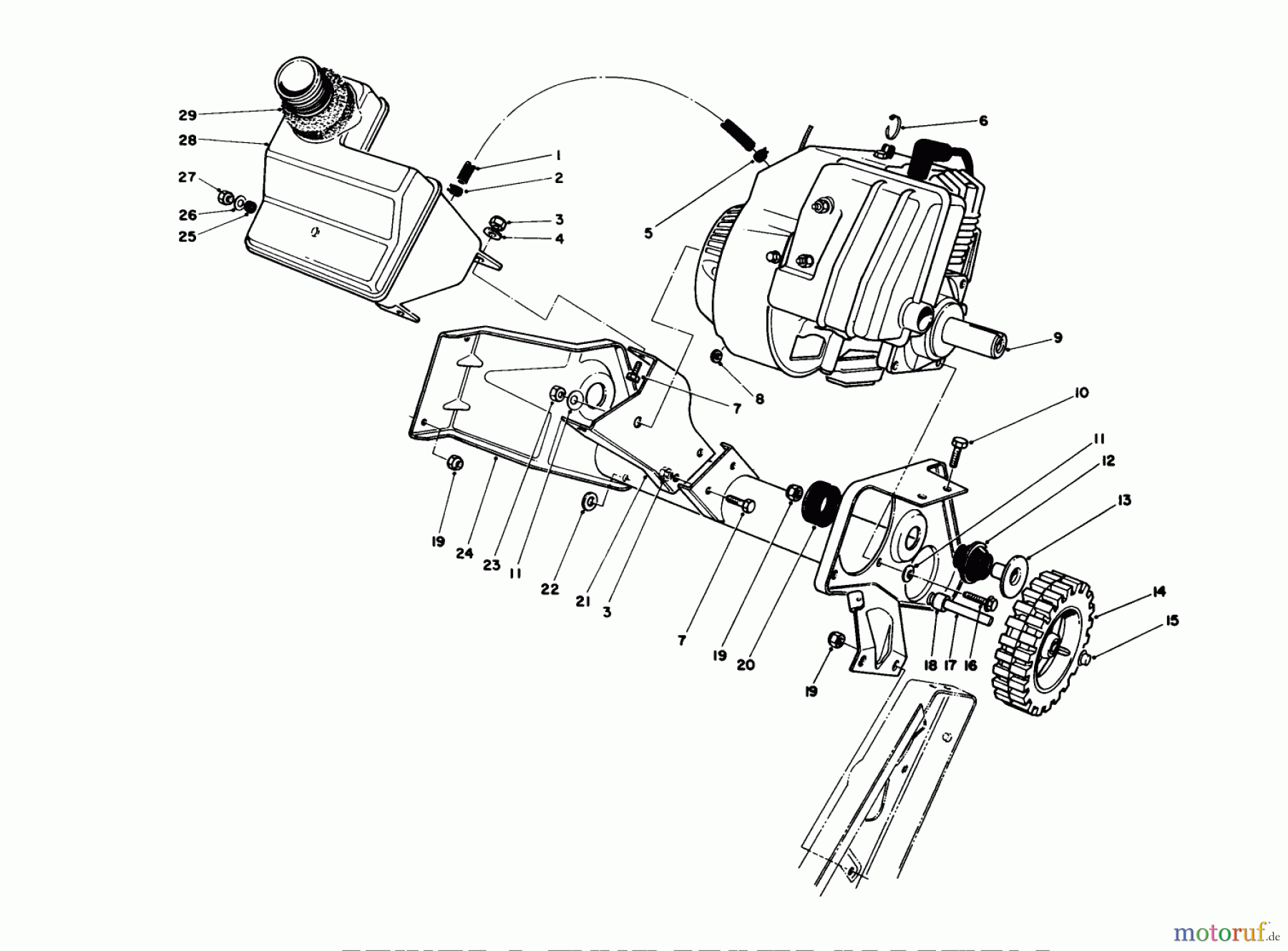  Toro Neu Snow Blowers/Snow Throwers Seite 1 38180C - Toro CCR 2000 Snowthrower, 1987 (7000001-7999999) ENGINE & MAIN FRAME ASSEMBLY