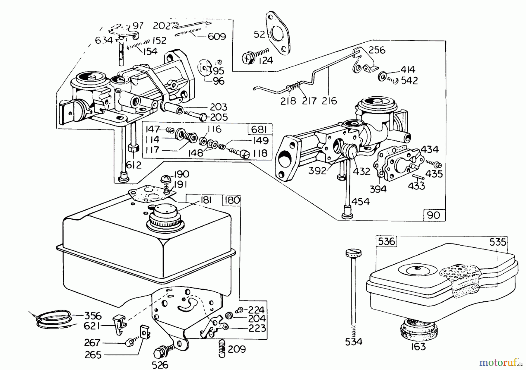  Toro Neu Blowers/Vacuums/Chippers/Shredders 62933 - Toro 5 hp Lawn Blower, 1977 (7000001-7999999) CARBURETOR ASSEMBLY