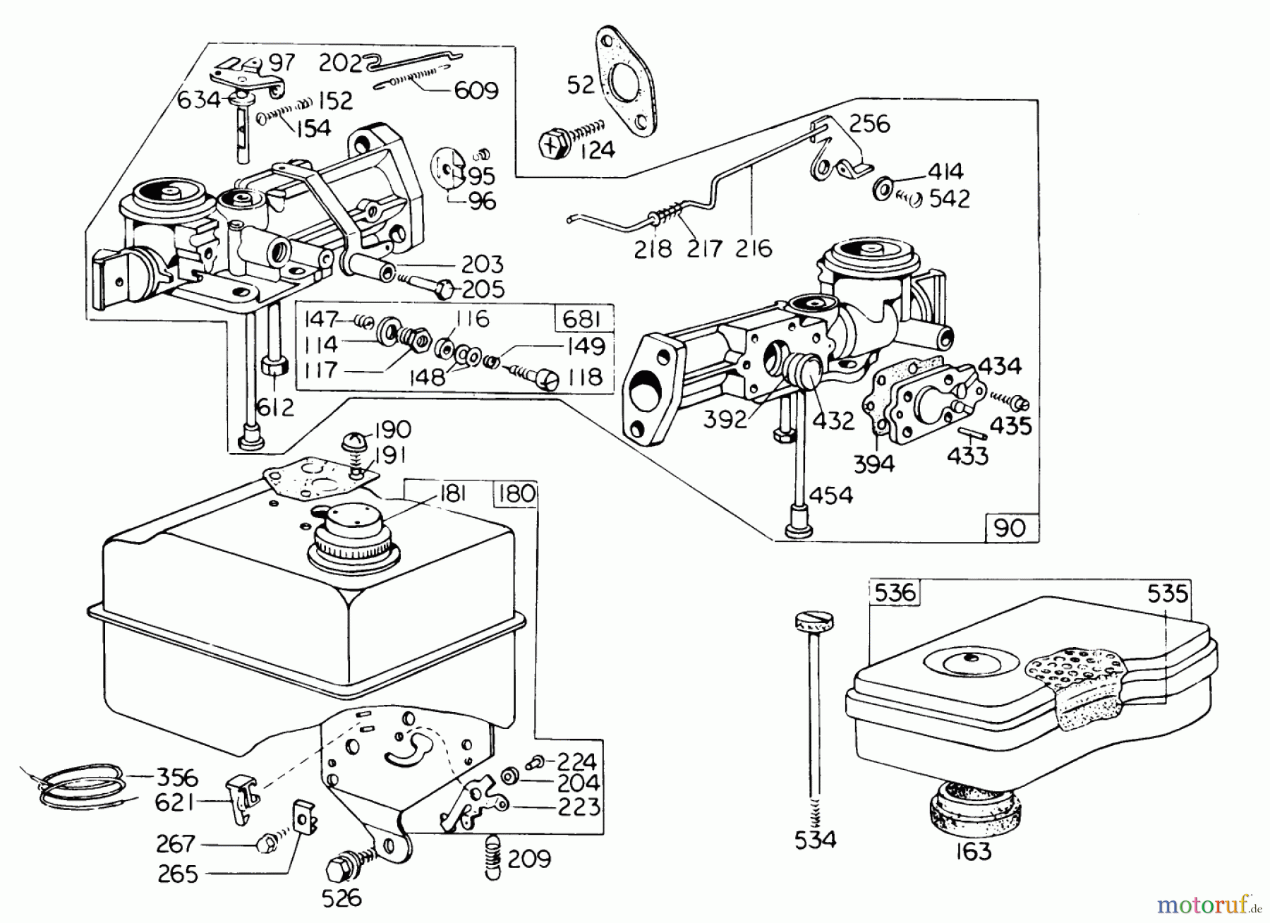  Toro Neu Blowers/Vacuums/Chippers/Shredders 62933 - Toro 5 hp Lawn Blower, 1978 (8000001-8999999) CARBURETOR ASSEMBLY