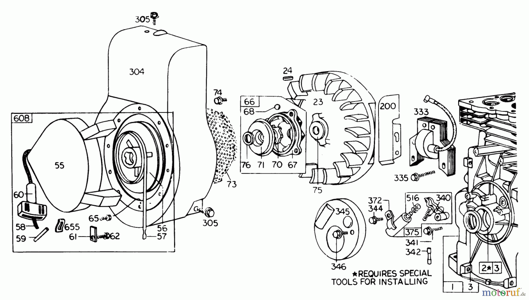  Toro Neu Blowers/Vacuums/Chippers/Shredders 62933 - Toro 5 hp Lawn Blower, 1978 (8000001-8999999) REWIND STARTER