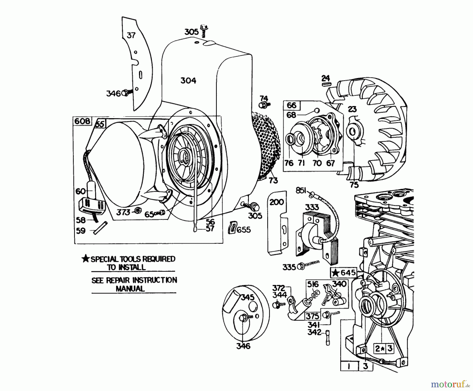  Toro Neu Blowers/Vacuums/Chippers/Shredders 62933 - Toro 5 hp Lawn Blower, 1983 (3000001-3999999) REWIND STARTER