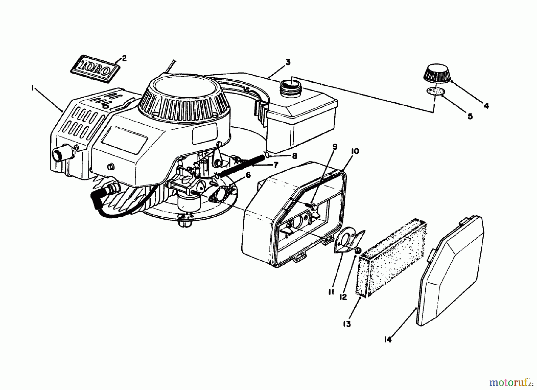  Toro Neu Engines 59257 - Toro Replacement Engine, 2-Cycle (Zone Start), 1985 (5000001-5999999) ENGINE ASSEMBLY