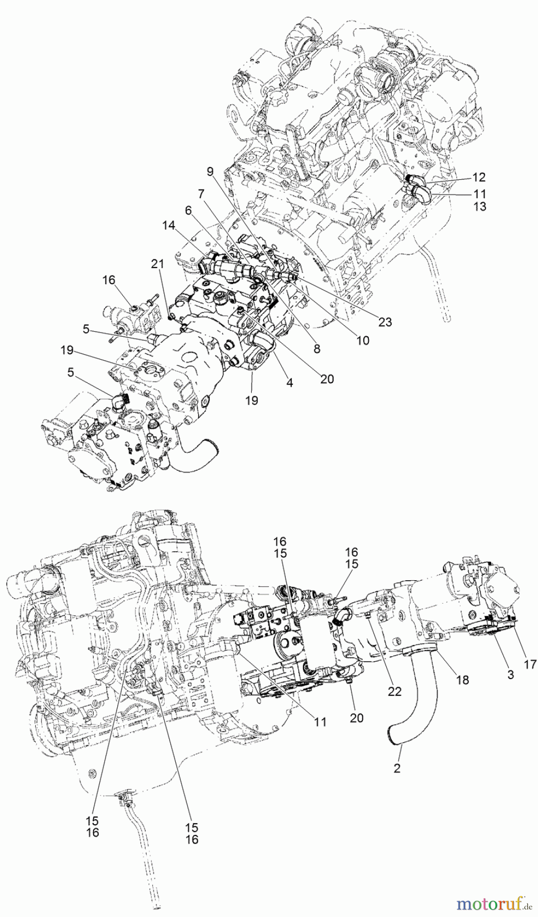  Zubehör DD4045 - Toro EarthPro Directional Drill (2009) HYDRAULIC PUMP AND ENGINE FITTING KIT