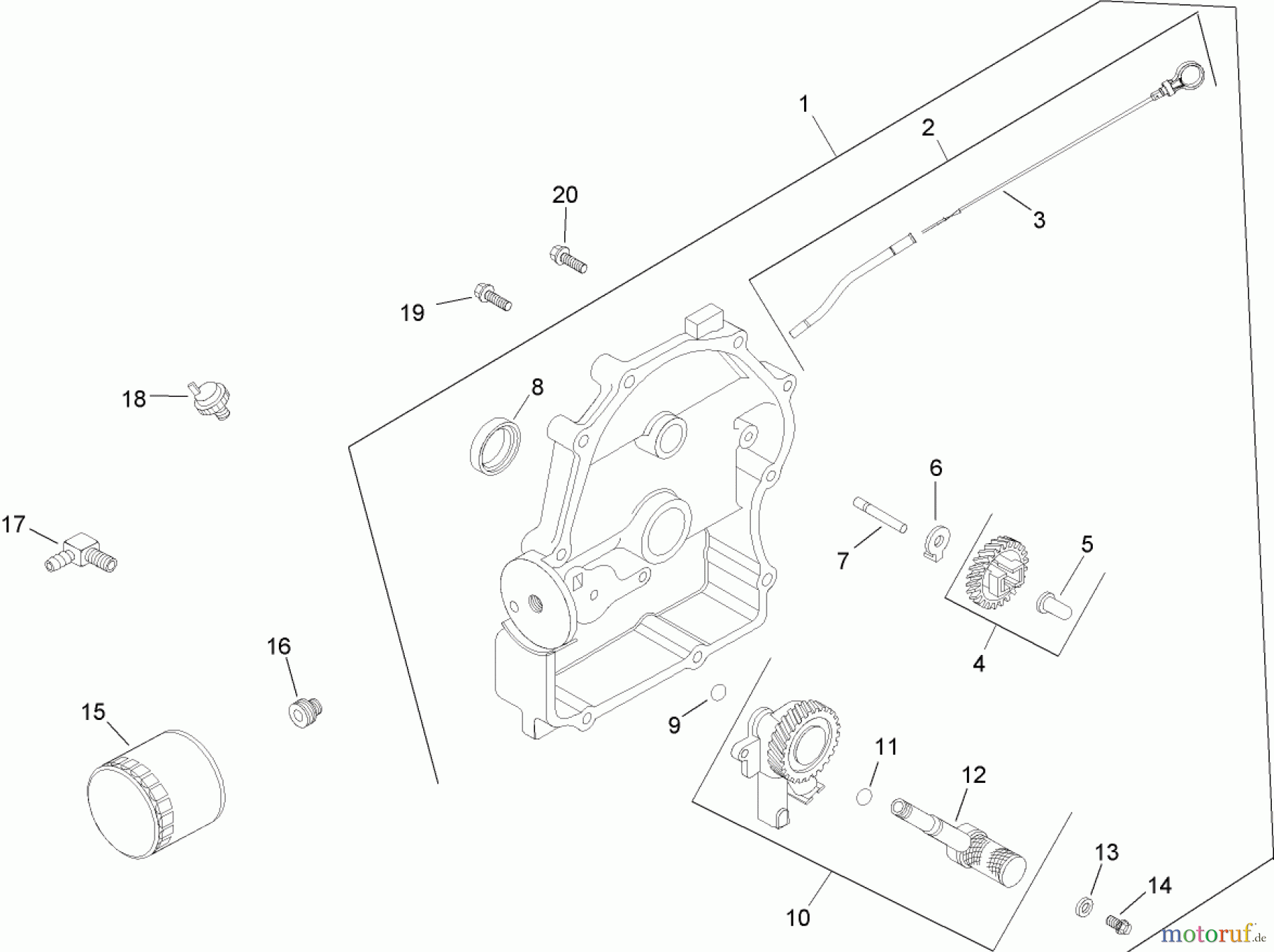  Compact Utility Loaders 22306 - Toro Dingo TX 420 Compact Utility Loader (SN: 260000001 - 260999999) (2006) OIL PAN AND LUBRICATION ASSEMBLY KOHLER CH20S 64725