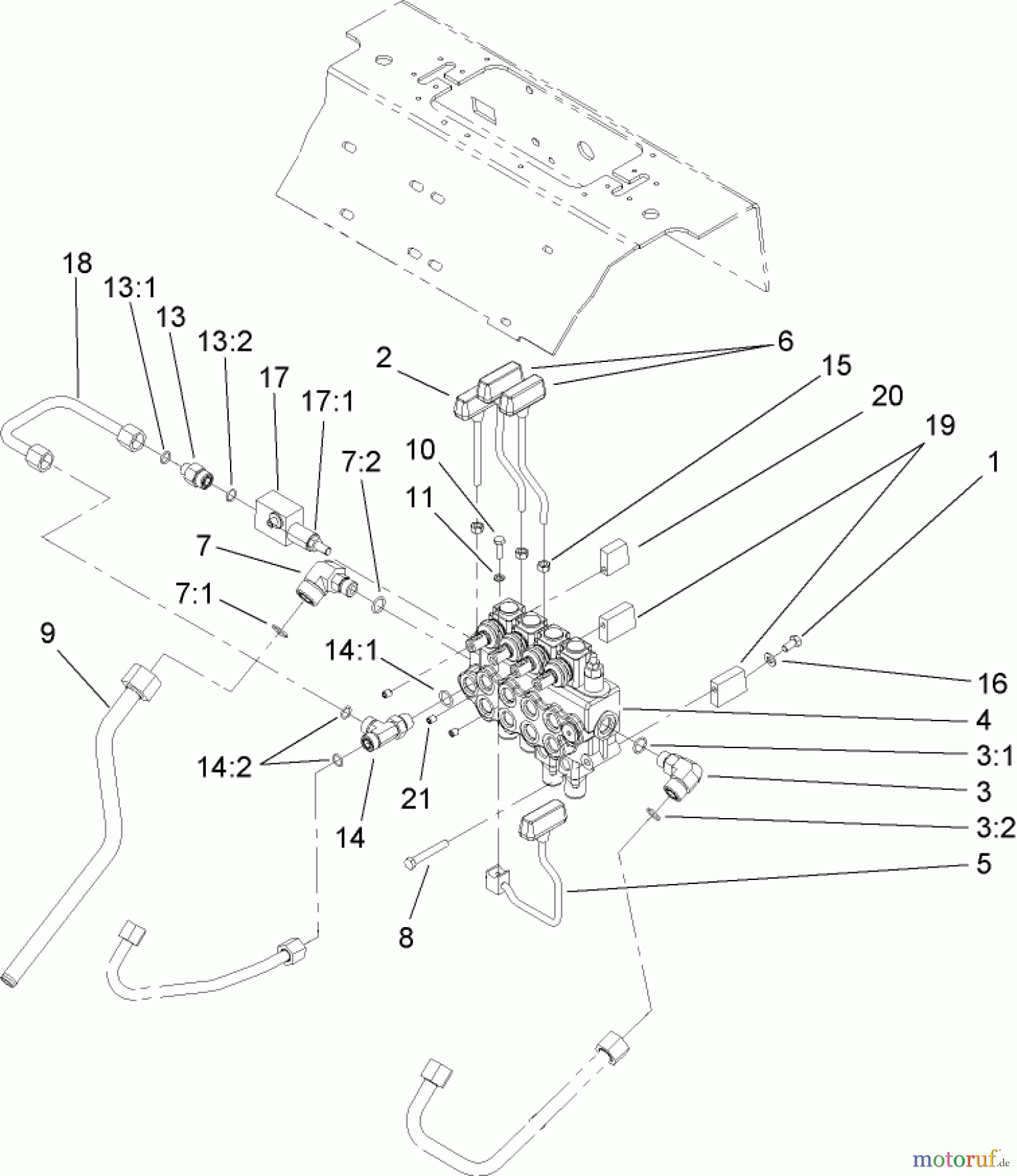  Compact Utility Loaders 22318 - Toro Dingo 323 Compact Utility Loader (SN: 260000001 - 260999999) (2006) FOUR SPOOL VALVE ASSEMBLY